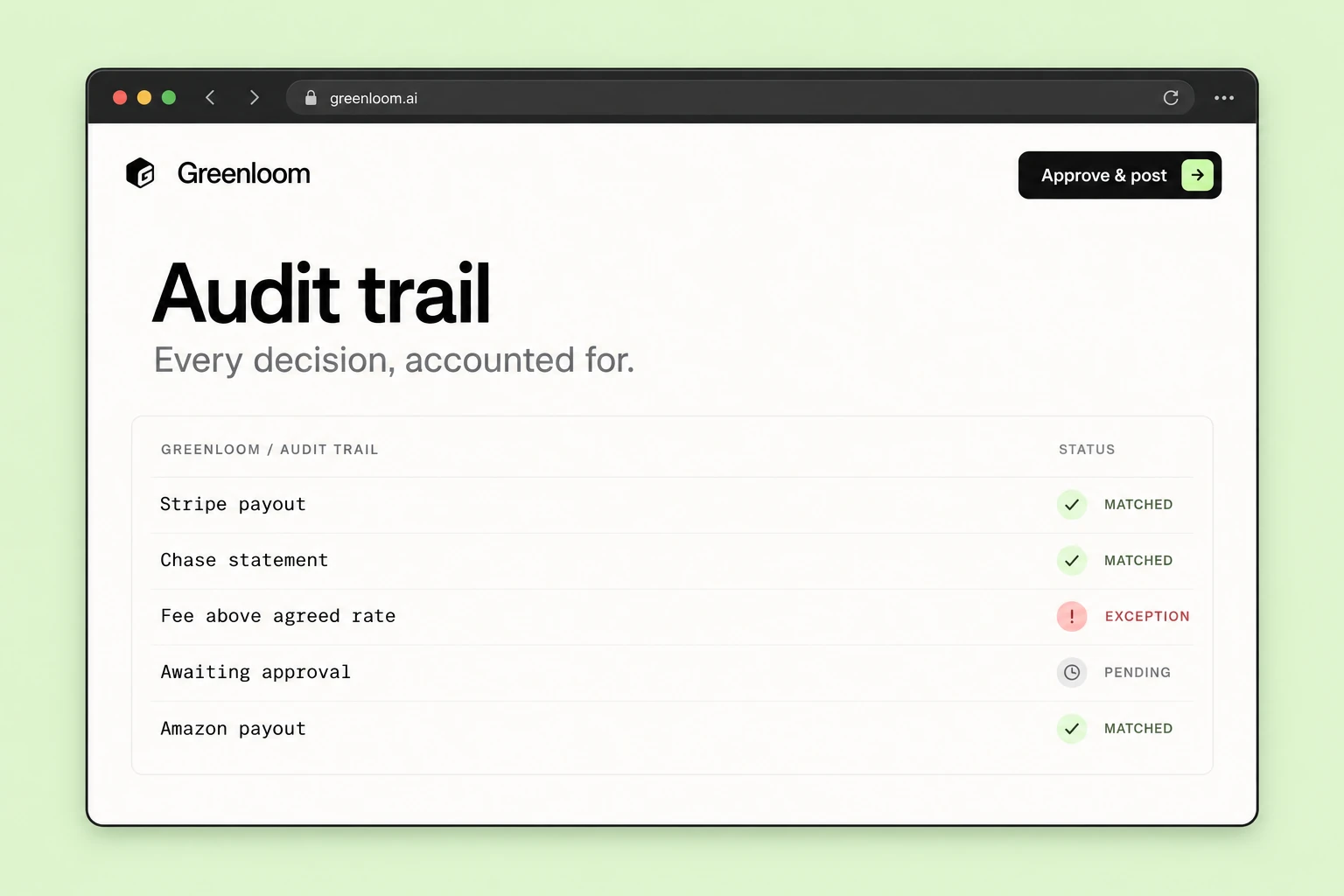 Greenloom — AI Finance & Reconciliation